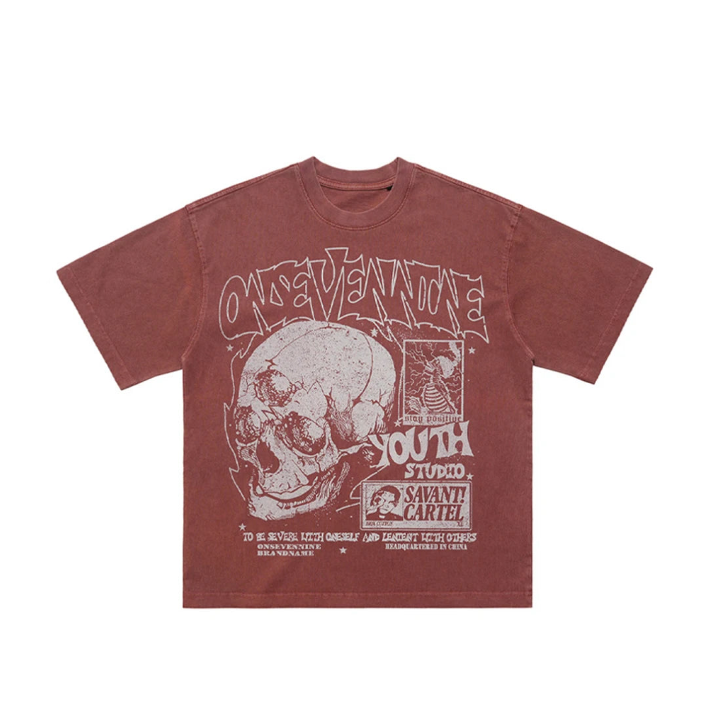 Retro Skulls Washed Graphic T-Shirt