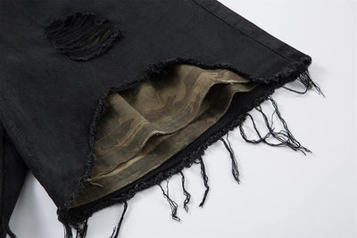 AW SPIKEY HEAD Camouflage Patchwork Raw Hem Jorts