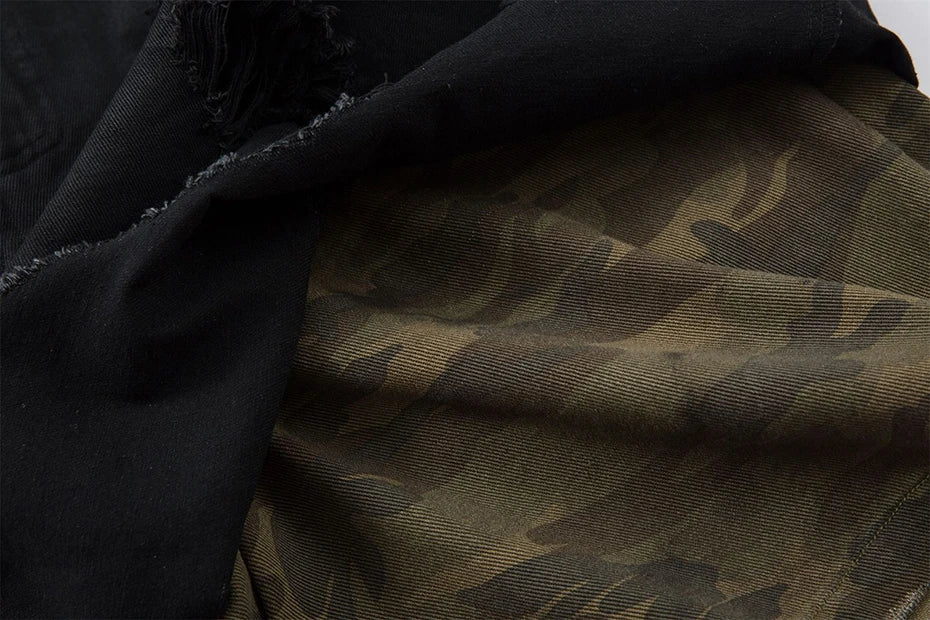AW SPIKEY HEAD Camouflage Patchwork Raw Hem Jorts
