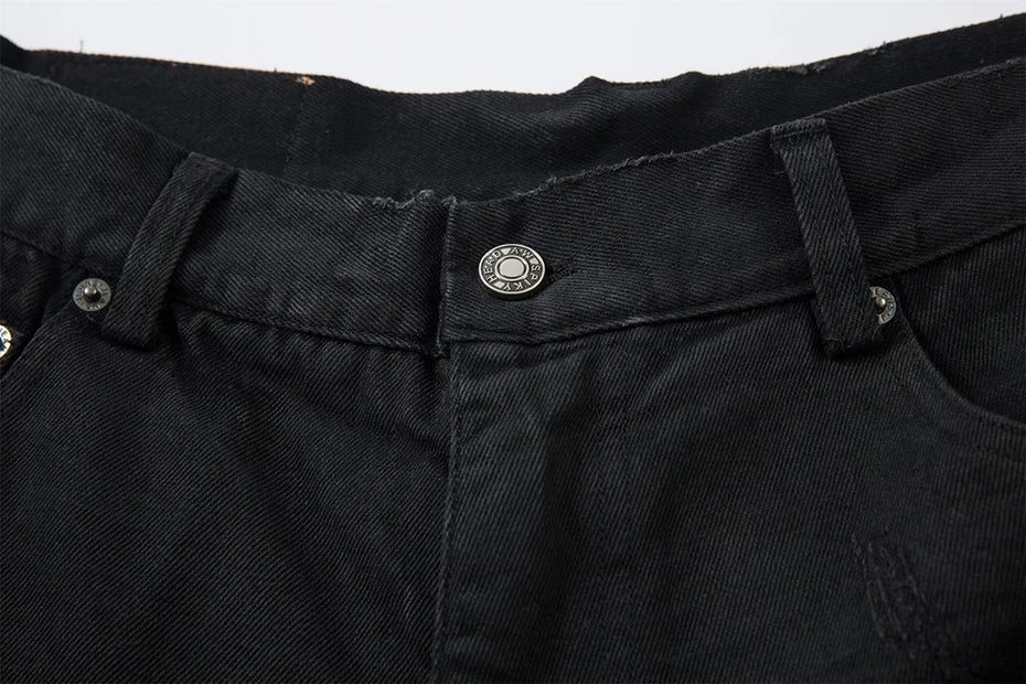 AW SPIKEY HEAD Camouflage Patchwork Raw Hem Jorts