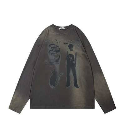 Abstract Shadow Graphic Long Sleeve T-Shirt