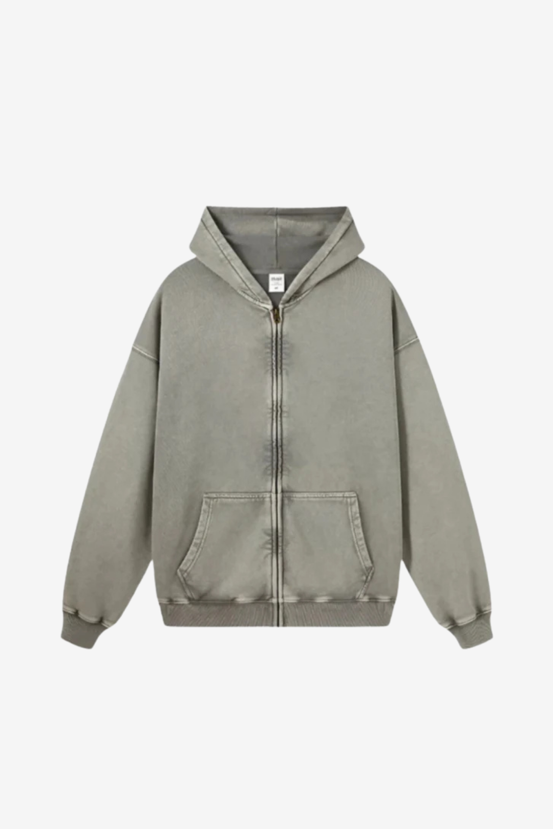 Essential Heavyweight Acid-wash Zip-up Hoodie