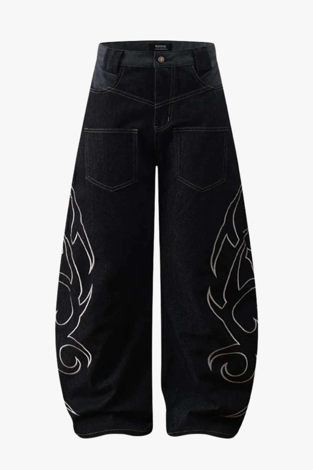 Tribal Blade Embroidered Baggy Jean
