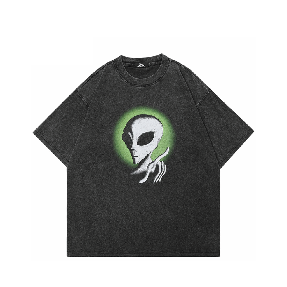Alien Graphic Acid Wash T-Shirt