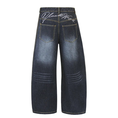 BLACKWASH Barrel Leg Wavy Seam Jeans