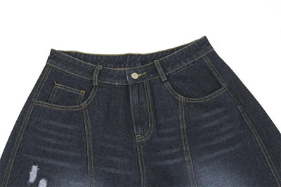 BLACKWASH Barrel Leg Wavy Seam Jeans