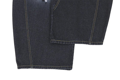 BLACKWASH Barrel Leg Wavy Seam Jeans