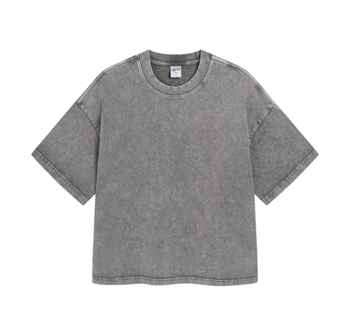 Boxy Fit Washed Drop Sleeve T-Shirt