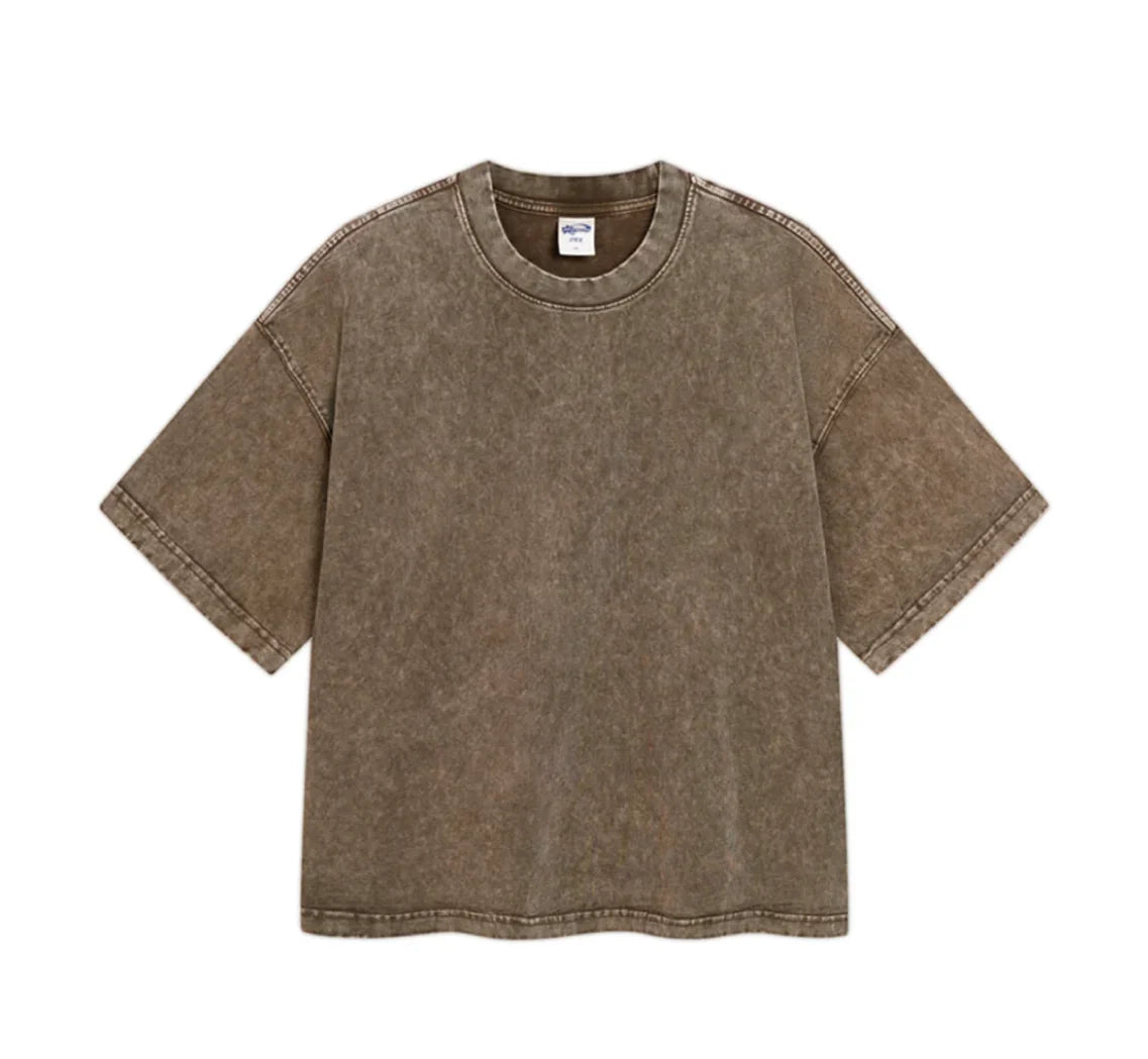 Boxy Fit Washed Drop Sleeve T-Shirt
