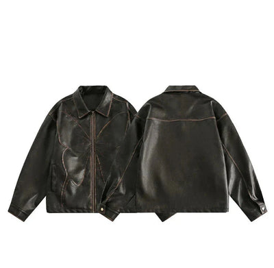 Butterfly Embossed Faux Leather Jacket