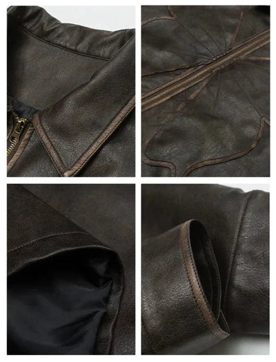Butterfly Embossed Faux Leather Jacket