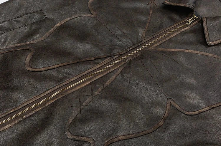 Butterfly Embossed Faux Leather Jacket