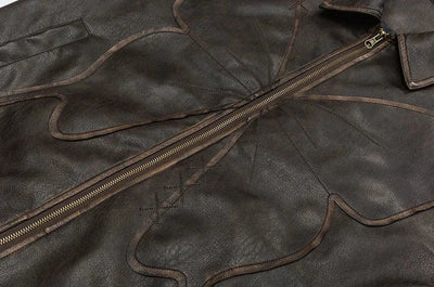 Butterfly Embossed Faux Leather Jacket