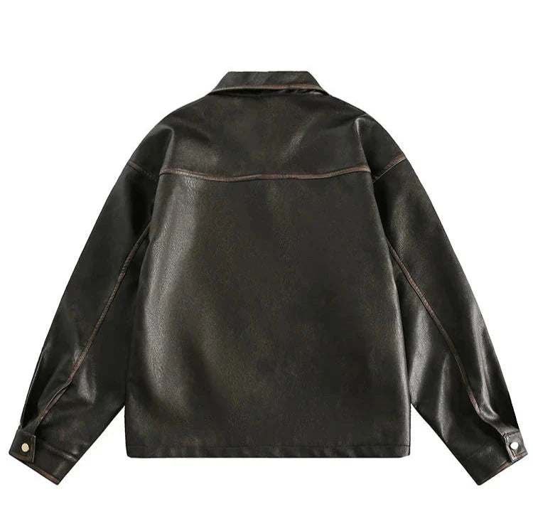 Butterfly Embossed Faux Leather Jacket