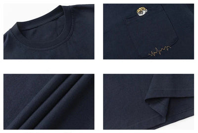 Cartoon Embroidery Pocket T-Shirt