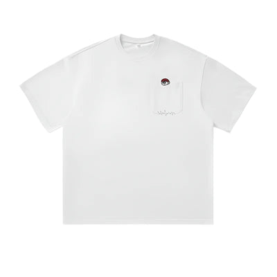 Cartoon Embroidery Pocket T-Shirt