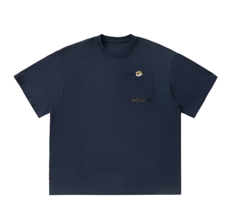 Cartoon Embroidery Pocket T-Shirt