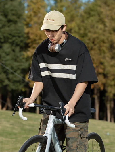 Chest Stripe Dropped Sleeve T-Shirt