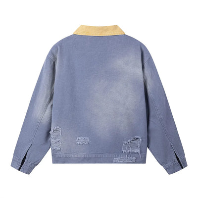 Color Block Distressed Workwear Jacket