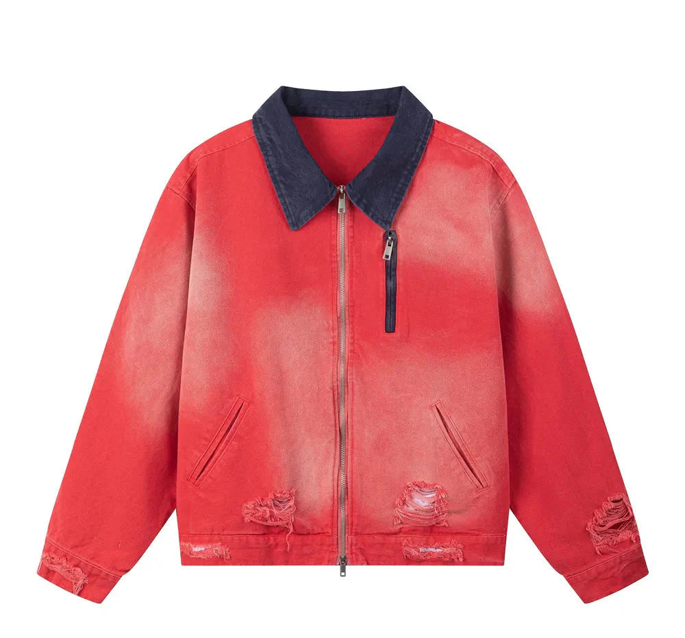 Color Block Distressed Workwear Jacket