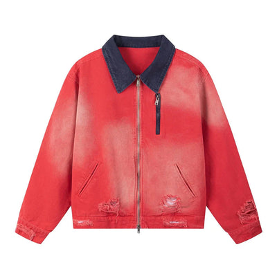 Color Block Distressed Workwear Jacket