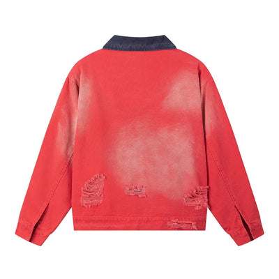 Color Block Distressed Workwear Jacket