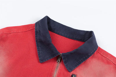 Color Block Distressed Workwear Jacket