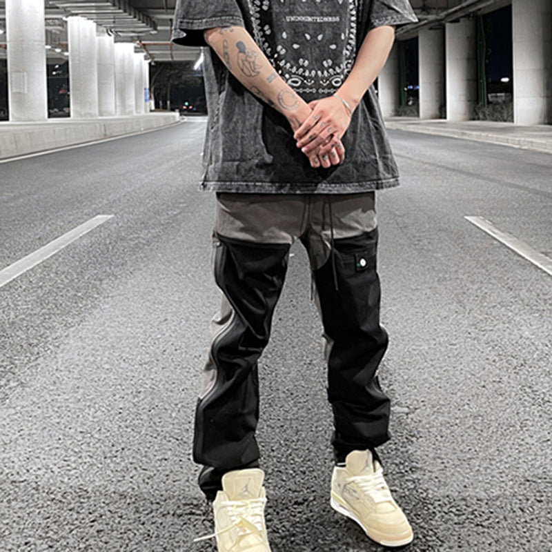 Color Block Side Zip Casual Pants