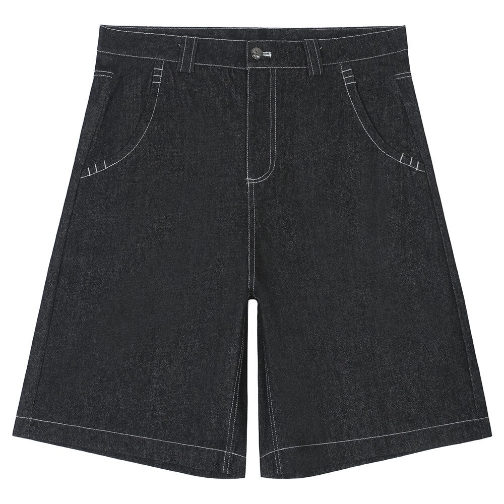 '90's New York' Contrast Stitch Denim Shorts
