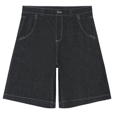 '90's New York' Contrast Stitch Denim Shorts