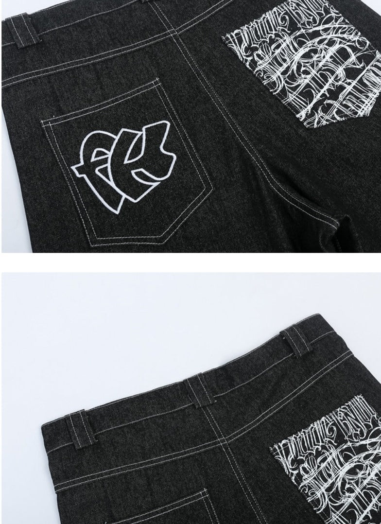 '90's New York' Contrast Stitch Denim Shorts
