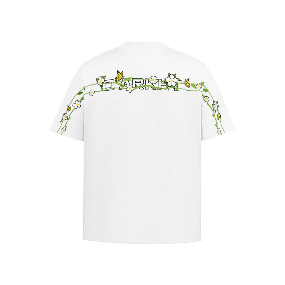 DARK HARVEST Floral Embroidered T-Shirt