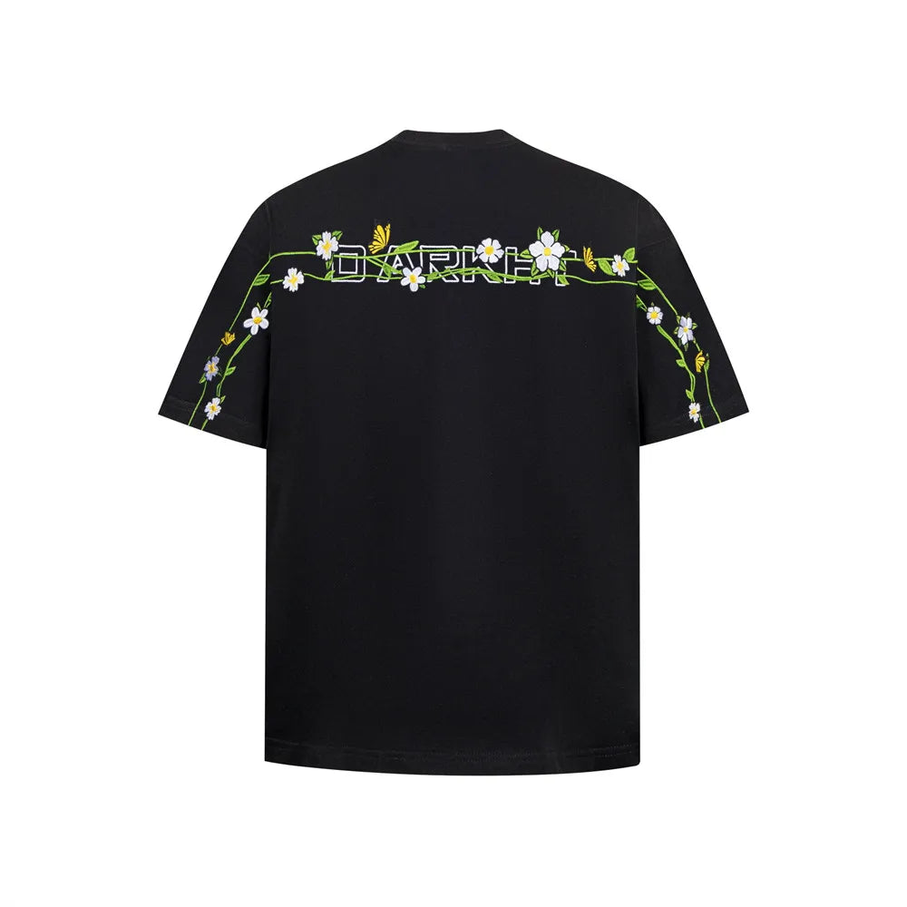 DARK HARVEST Floral Embroidered T-Shirt