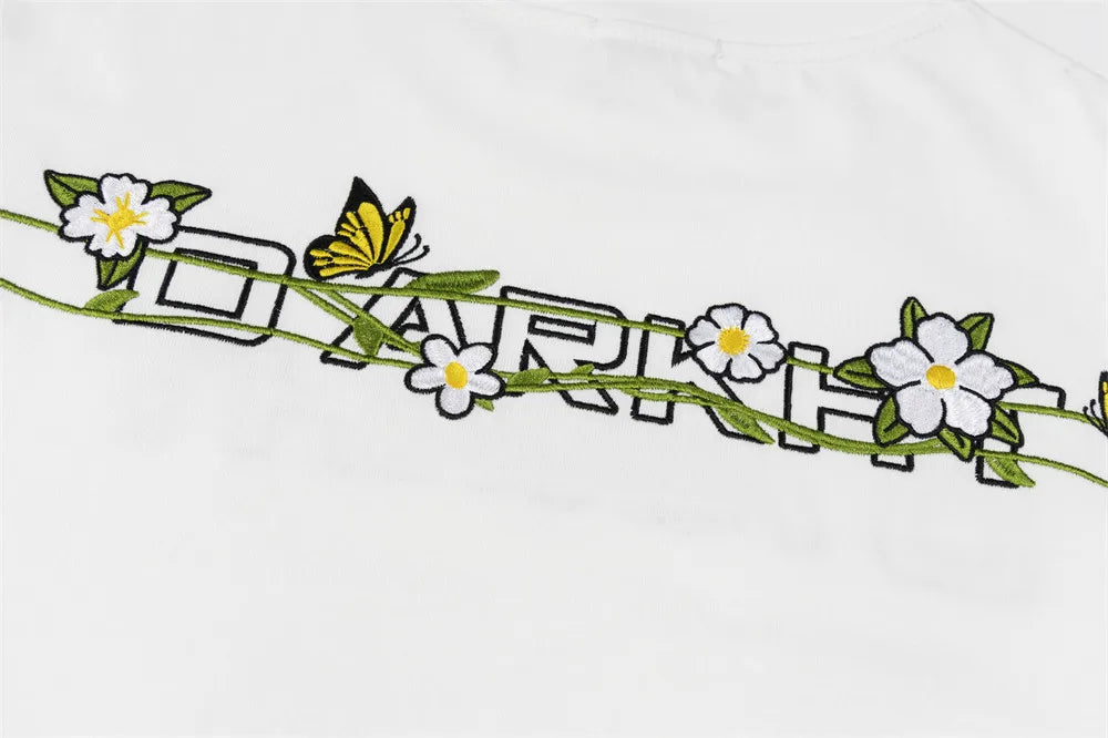 DARK HARVEST Floral Embroidered T-Shirt