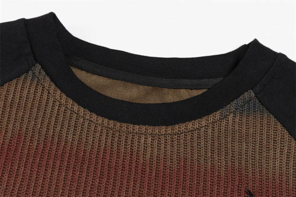 DARK HARVEST Tie-Dye Knit Texture T-Shirt