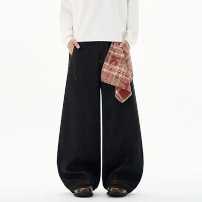 Dark Wash Balloon Jeans with Plaid Bandana