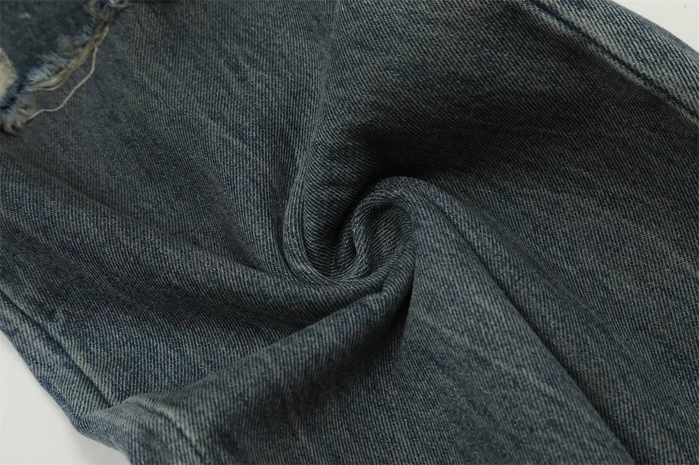 Double Layer Destructed Denim Jeans