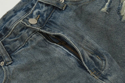 Double Layer Destructed Denim Jeans