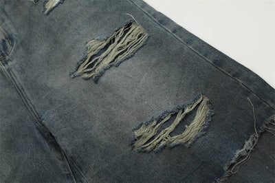 Double Layer Destructed Denim Jeans