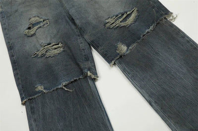 Double Layer Destructed Denim Jeans