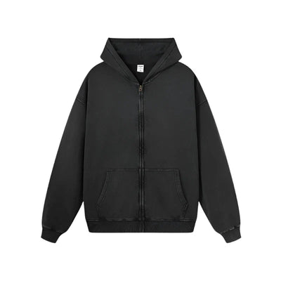 Essential Heavyweight Acid-wash Zip-up Hoodie