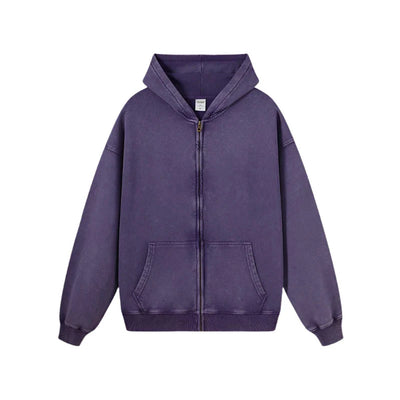 Essential Heavyweight Acid-wash Zip-up Hoodie