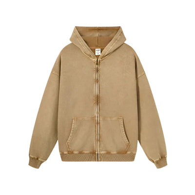 Essential Heavyweight Acid-wash Zip-up Hoodie