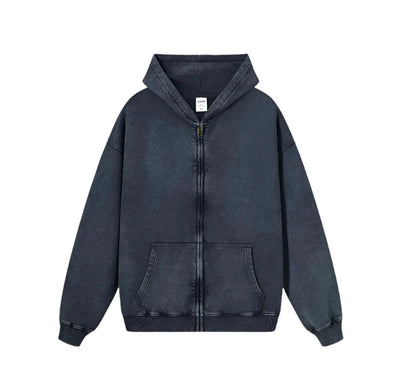 Essential Heavyweight Acid-wash Zip-up Hoodie