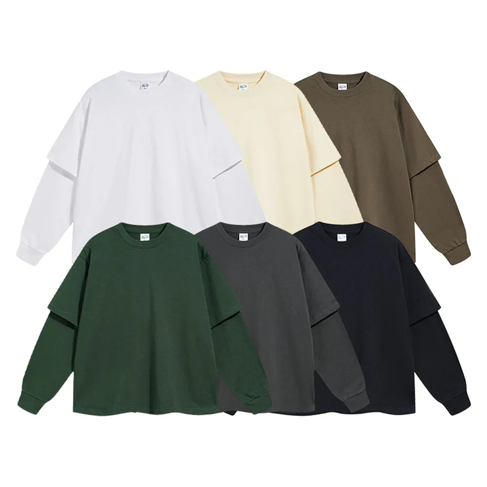 Essential Mock Double Layer Long Sleeve T-Shirt