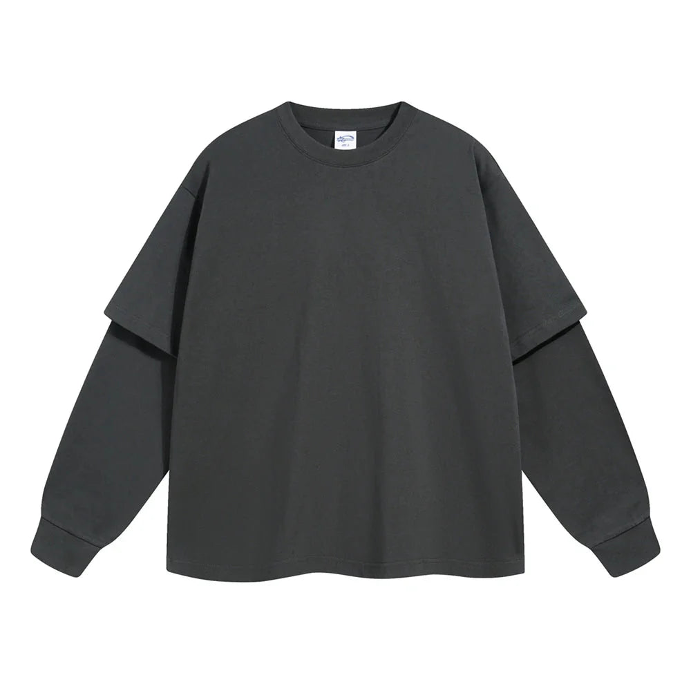 Essential Mock Double Layer Long Sleeve T-Shirt