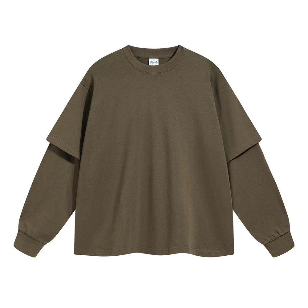 Essential Mock Double Layer Long Sleeve T-Shirt