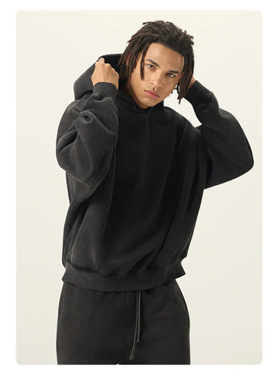 Essential Vintage Wash Button Neck Hoodie