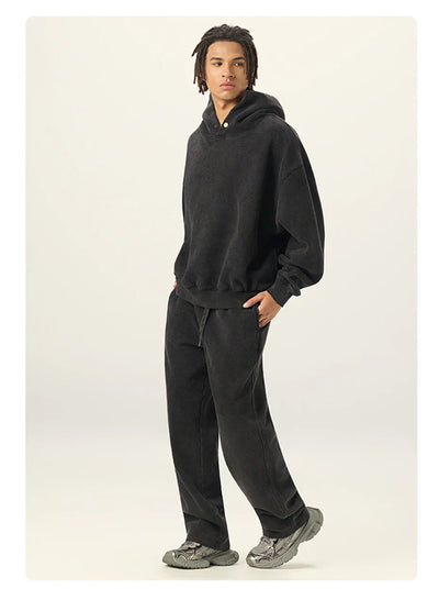 Essential Vintage Wash Button Neck Hoodie