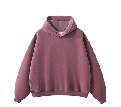 Essential Vintage Wash Button Neck Hoodie